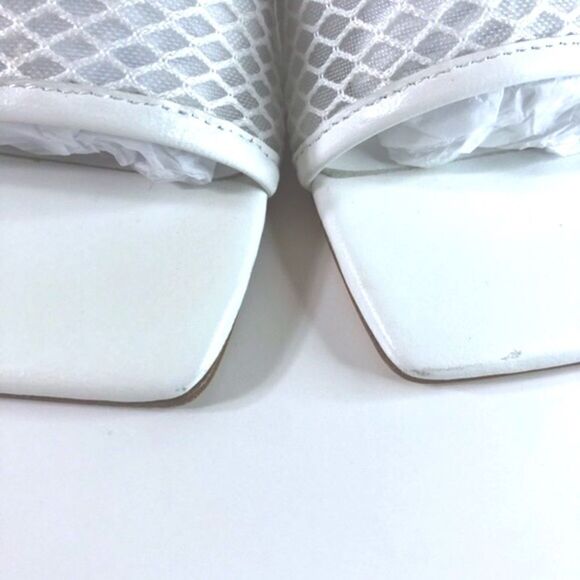 REVOLVE RAYE Penn Square Toe Heel in White Ankle Wrap Ties Lattice Netting 5.5 - Picture 5 of 10